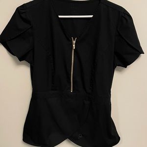 Black scrub nursing top
